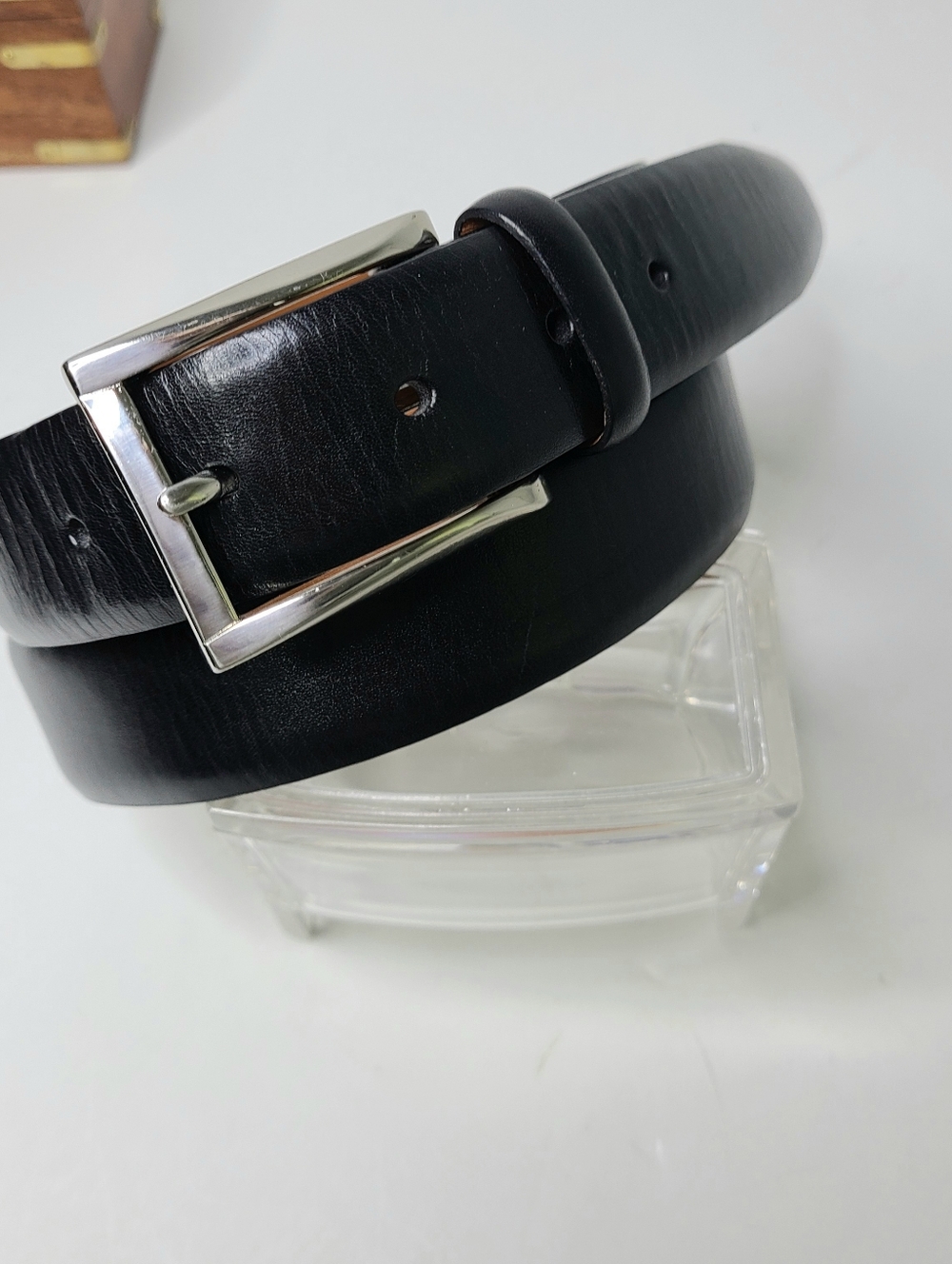 Trafalgar Broderick Hand Polished Cortina Leather Black Belt